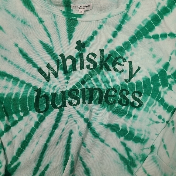 CROPPED Whiskey Business Green Tie Dye Sweater - Grayson Threads size XL - Picture 2 of 5